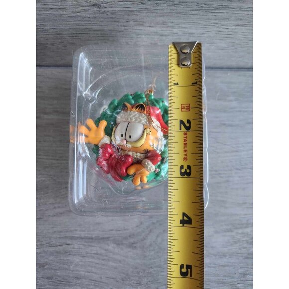 Vtg 1996 Garfield in Christmas Wreath w/Santa Hat Trim-A-Tree Ornament Paws - Picture 8 of 10